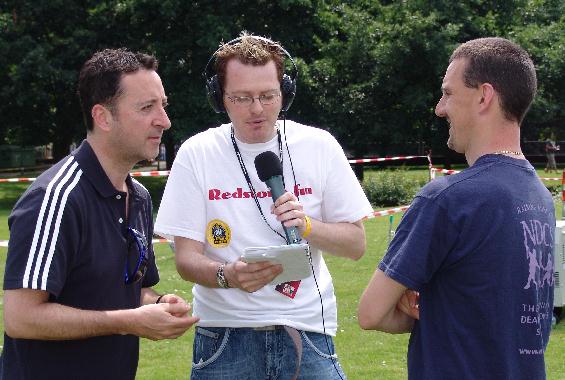 Paul Swann broadcasting during Redstone.fm's first live outside broadcast from Redhill's Memorial Park.