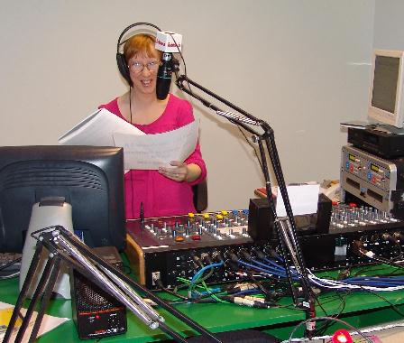 Presenter Tess Lewsey live on Redstone FM.