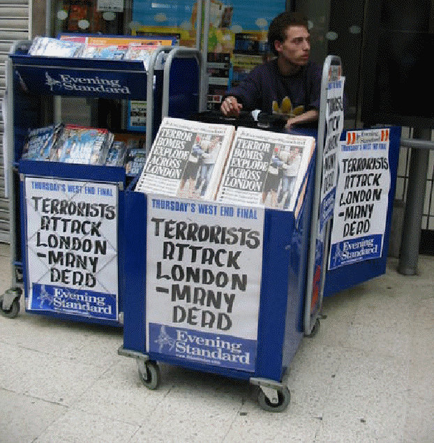 News Headlines for 7 July London bombings.