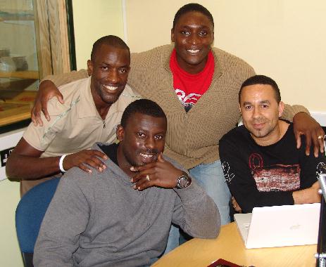 Saturday sport presenter's Carl and Peter with Chris Powell and Michael Bennett.
