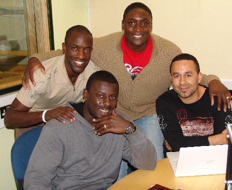 Saturday sport presenter's Carl and Peter with Chris Powell and Michael Bennett.