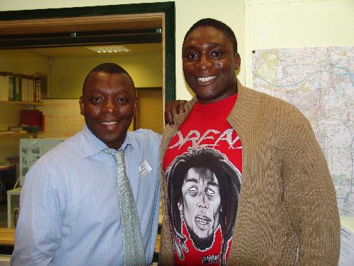 BBC Sport's Garth Crooks with Redstone FM's Carl Leaburn.