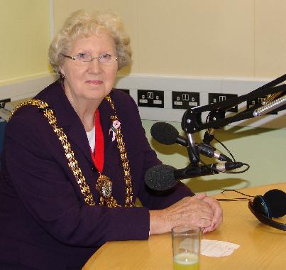 The Mayor, Cllr. Francis Dixon in the studio recording her programme which was broadcast on Sunday 10th July 2005.