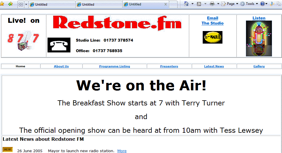 Redstone FM archive web page.
